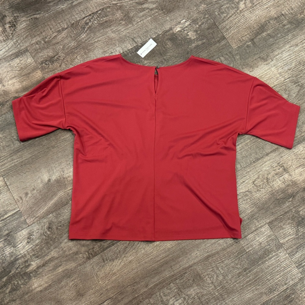 Ann Taylor Factory Red Ruched Top - Picture 2 of 2